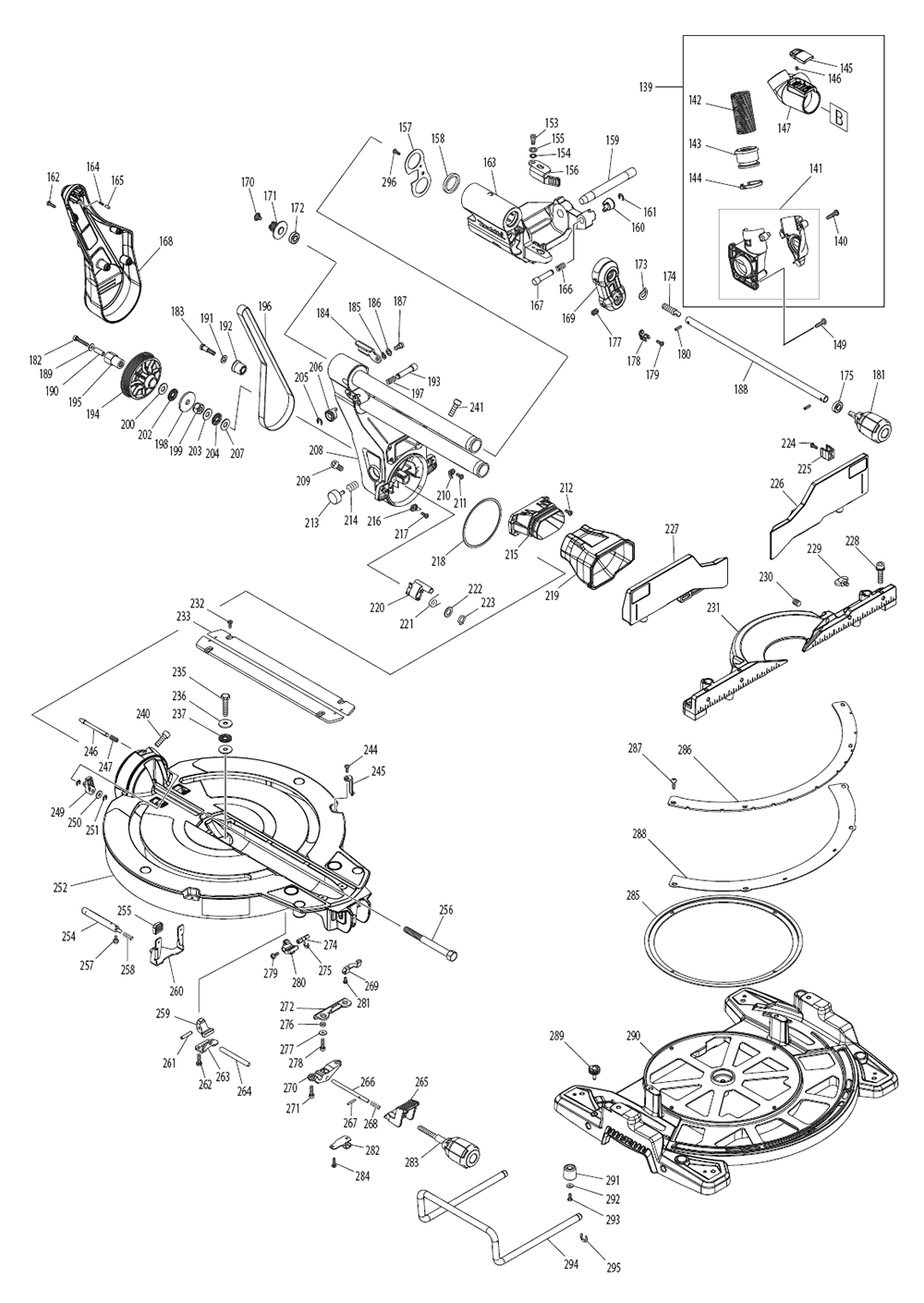 Fig-1 Diagram and Parts List for GSL03M1  Makita Miter Saw
