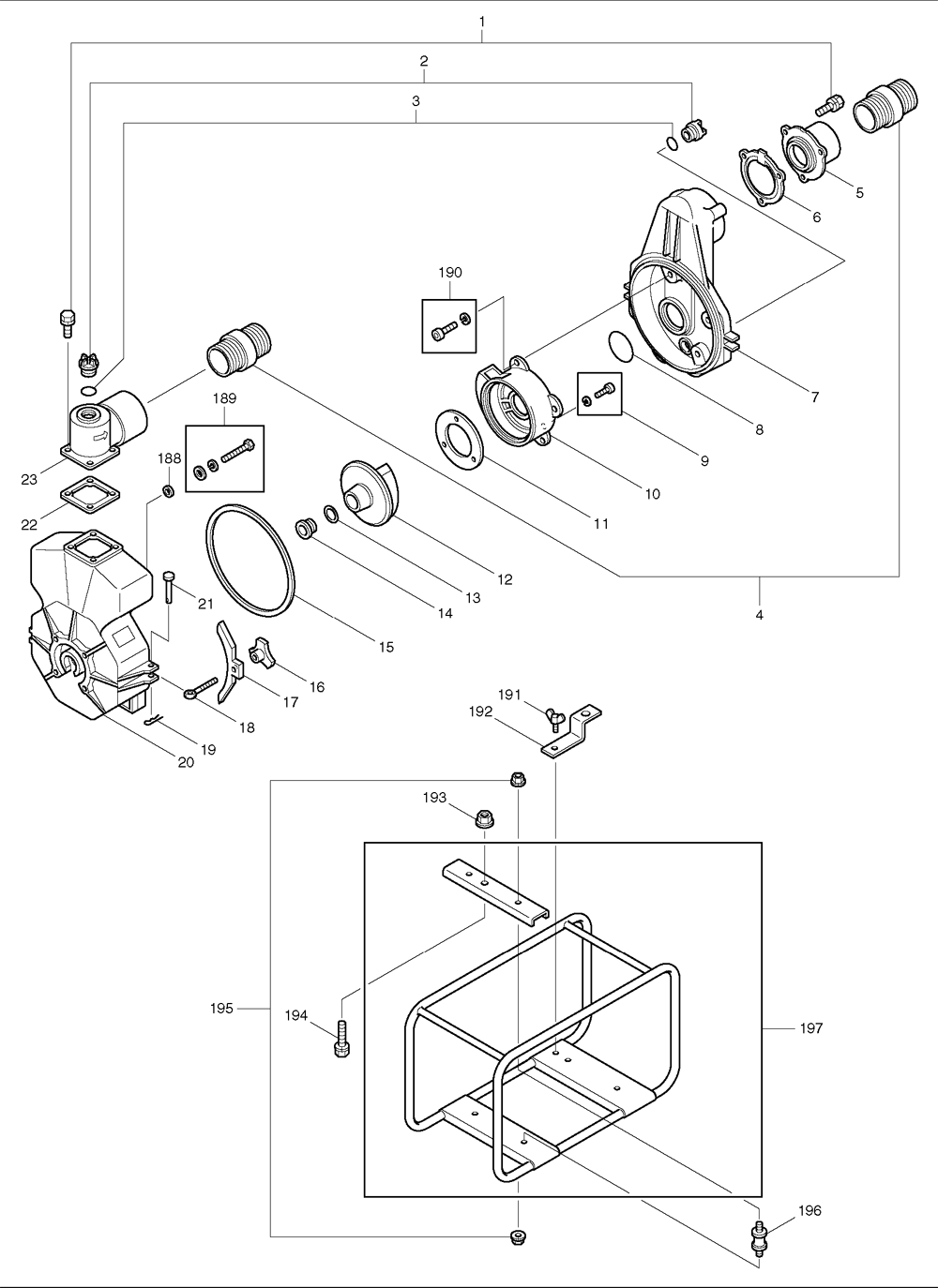 Page 7 Diagram and Parts List for EW210TR  Makita Water Pump