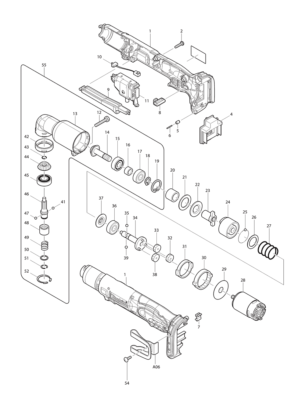 Page 1 Diagram and Parts List for BTL061F Type 3 Makita Drill