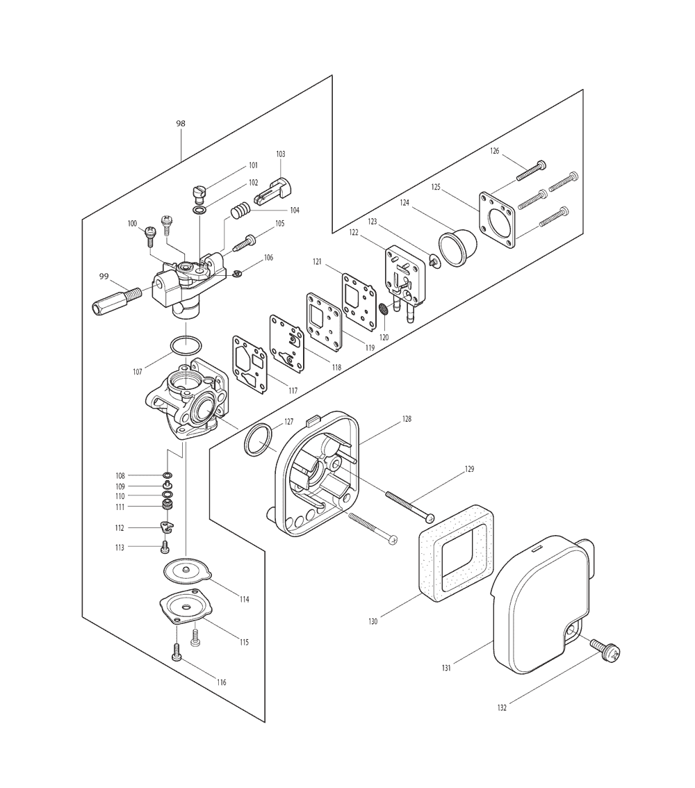 Page 2 Diagram and Parts List for RST210 Type 3 Makita Trimmer