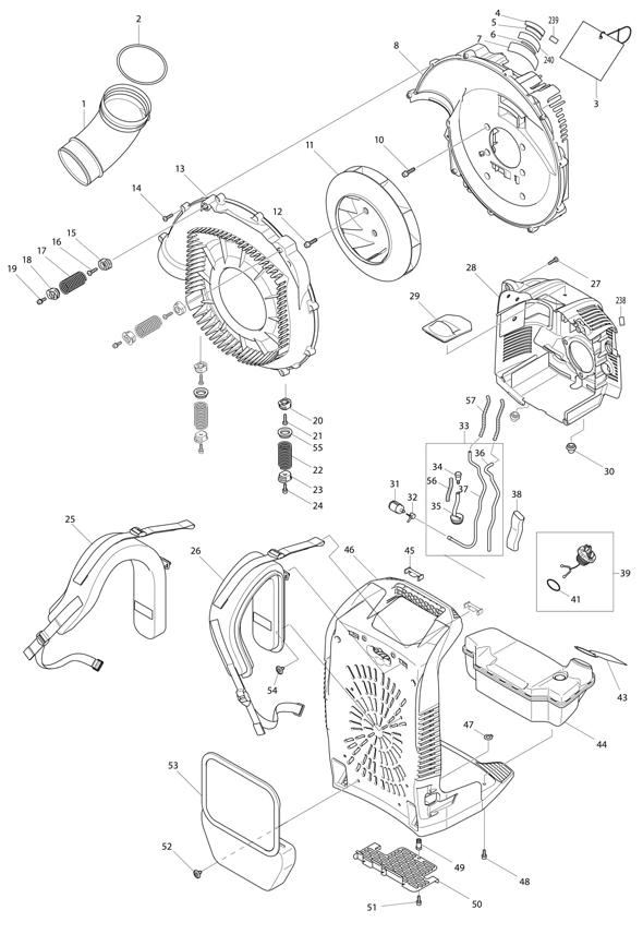 Diagram 1 Diagram and Parts List for EB7650TH  Makita Leaf Blower / Vacuum