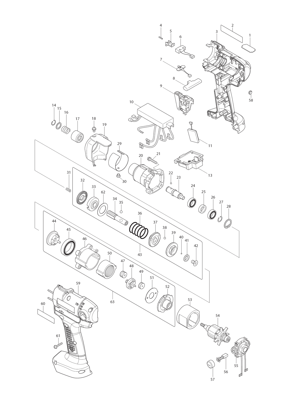 Page 1 Diagram and Parts List for BFT126FZ  Makita Screwdriver