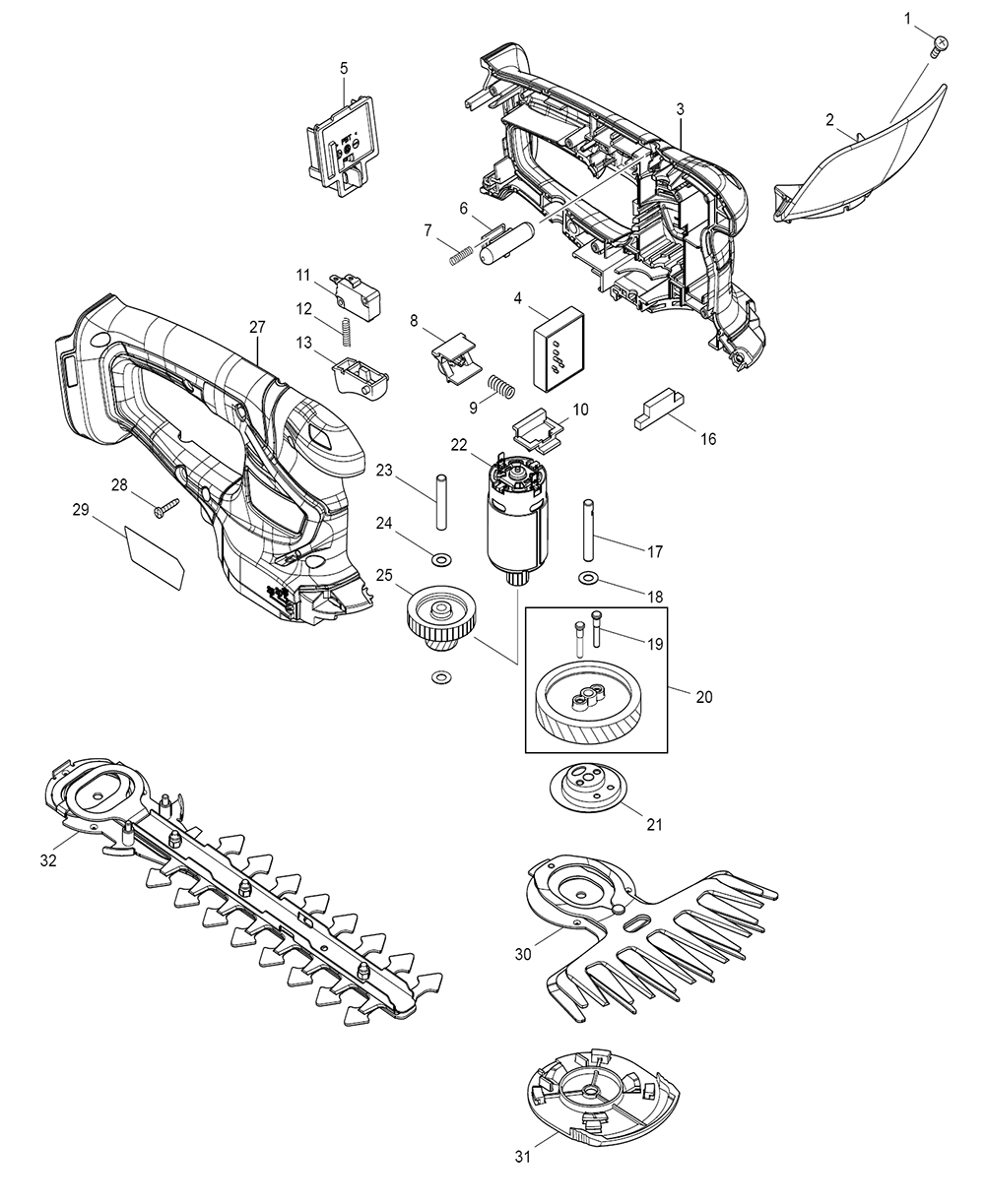 Fig-0 Diagram and Parts List for XMU04ZX  Makita Hedge Trimmer