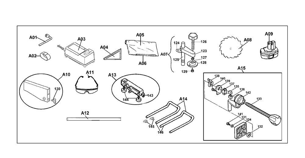 Page 1 Diagram and Parts List for LS711DWB Type 1 Makita Saw