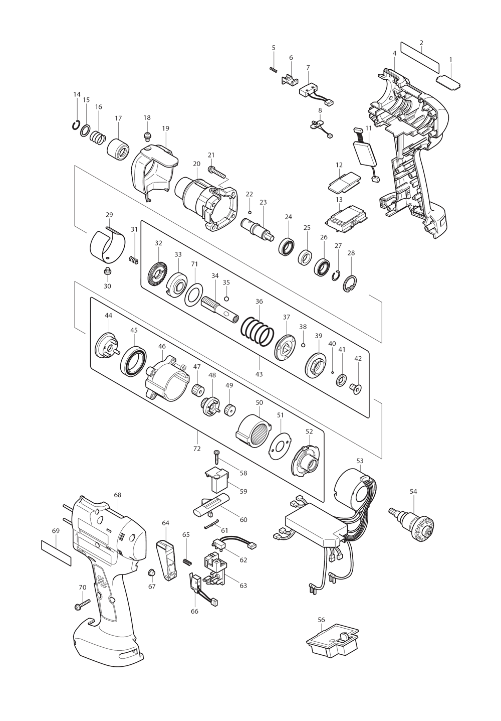 Page 1 Diagram and Parts List for BFT082RAZ  Makita Screwdriver
