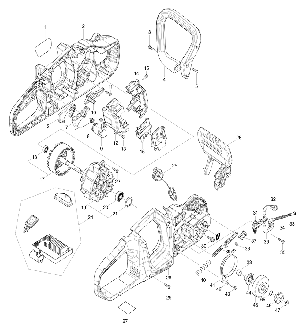 Fig-0 Diagram and Parts List for XCU04CM  Makita Chainsaw
