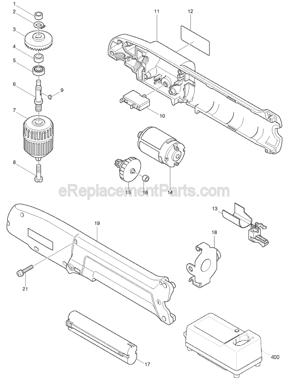 Page A Diagram and Parts List for DA391D  Makita Cordless Drill