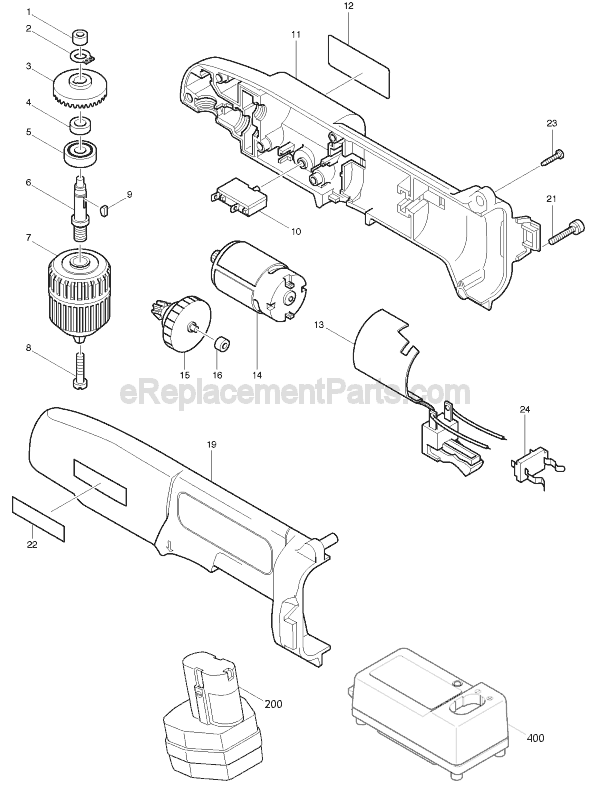 Page A Diagram and Parts List for DA392D  Makita Cordless Drill