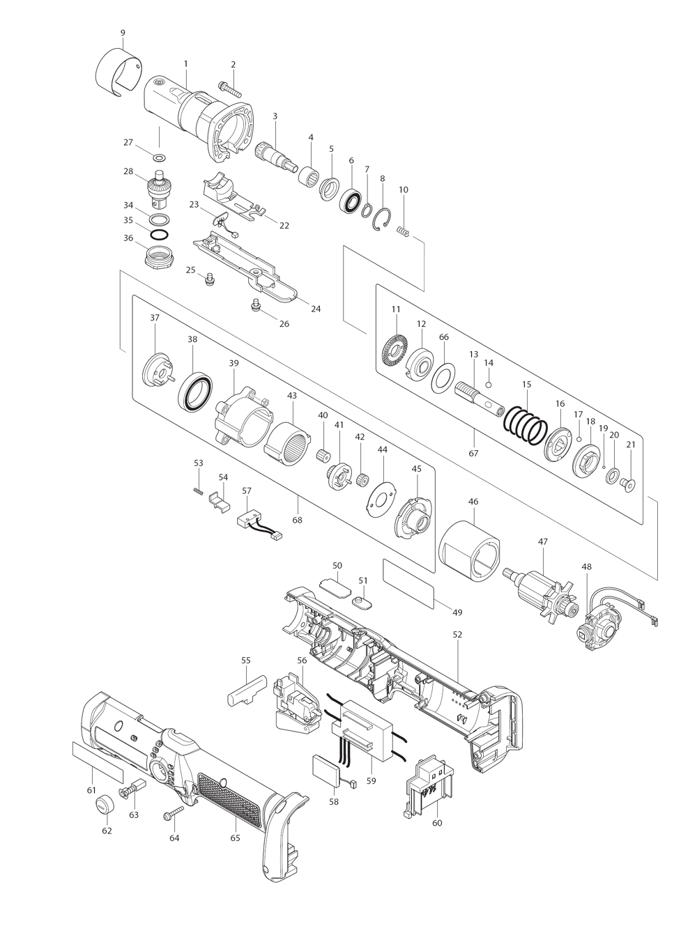 Page 1 Diagram and Parts List for BFL122FZ  Makita Screwdriver