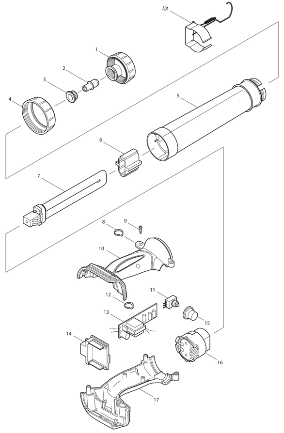Diagram Diagram and Parts List for DML184  Makita Worklight & Flashlight