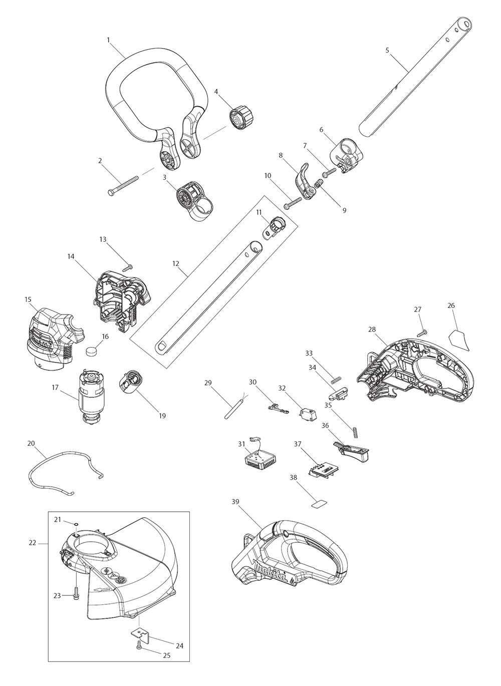 Page 1 Diagram and Parts List for RU03ZX  Makita Trimmer
