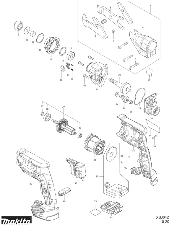 Diagram Diagram and Parts List for XSJ04Z  Makita Nibbler & Shears