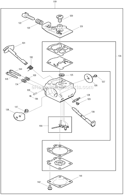 Page H Diagram and Parts List for DCS400  Makita Chainsaw