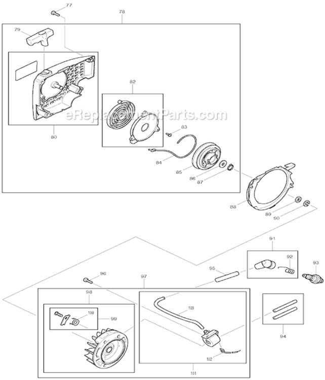Page D Diagram and Parts List for DCS431  Makita Chainsaw