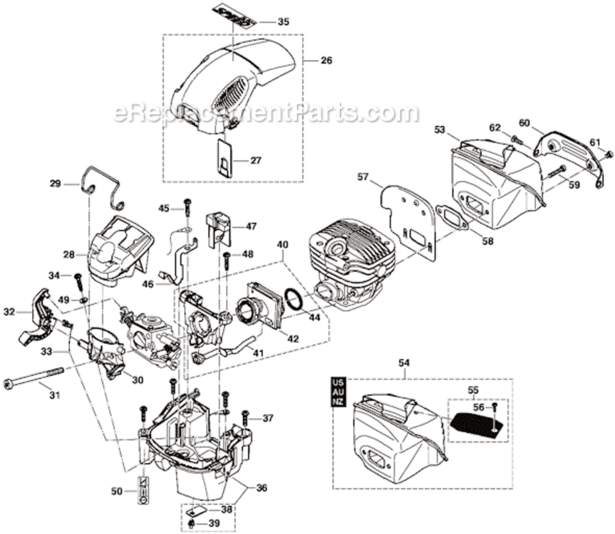 Page B Diagram and Parts List for DCS510-18  Makita Chainsaw