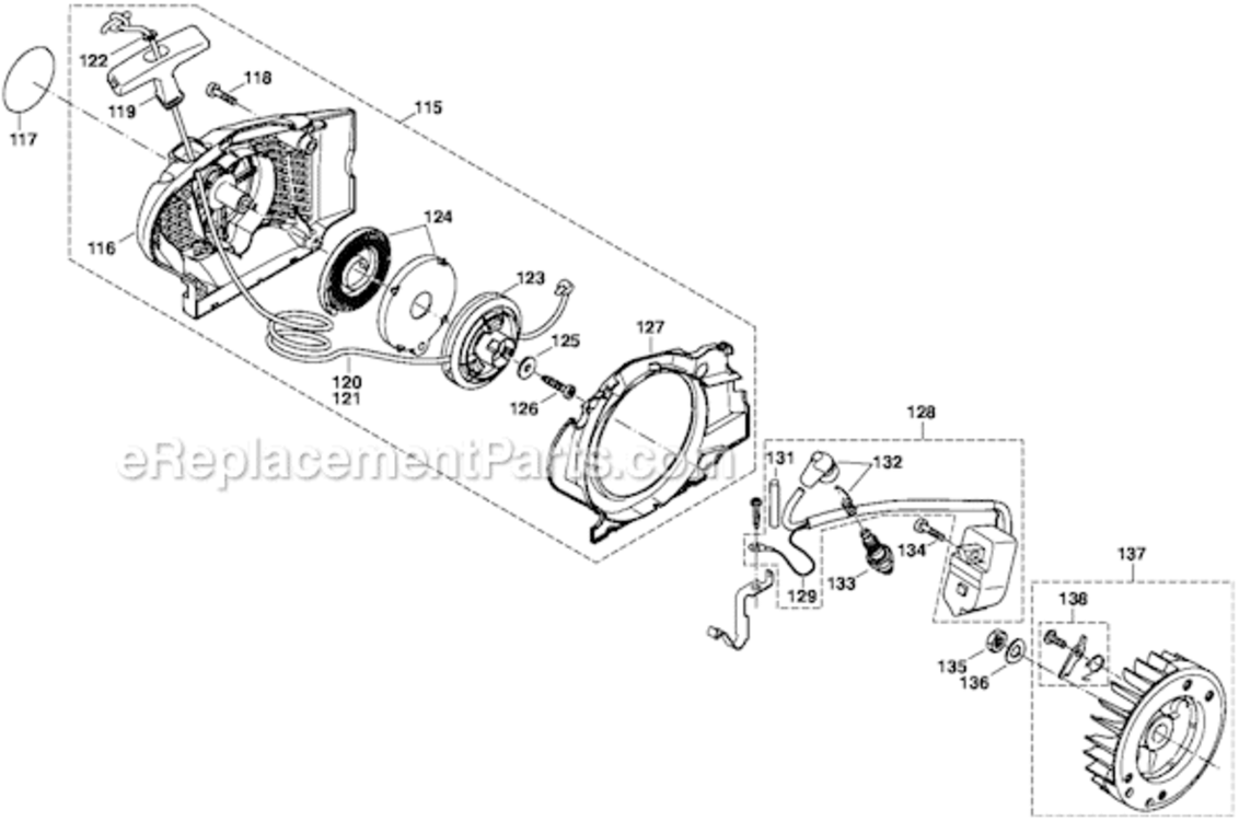 Page D Diagram and Parts List for DCS510-18  Makita Chainsaw