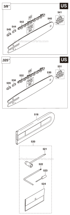 Page H Diagram and Parts List for DCS510-18  Makita Chainsaw