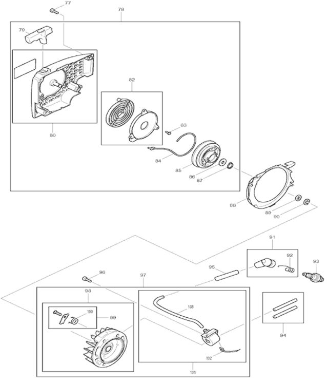 Page E Diagram and Parts List for DCS520  Makita Chainsaw