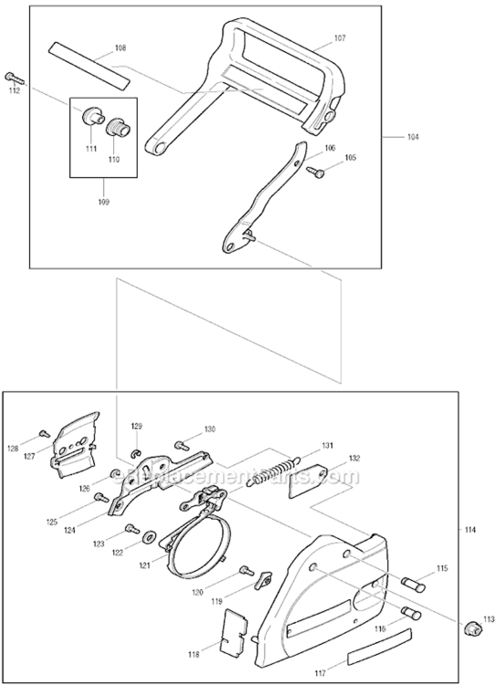 Page F Diagram and Parts List for DCS520  Makita Chainsaw