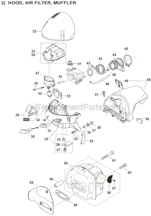 Page B Diagram and Parts List for DCS6401-20  Makita Chainsaw