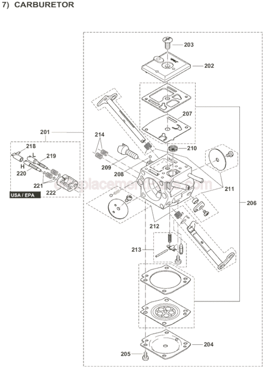 Page G Diagram and Parts List for DCS6401-20  Makita Chainsaw