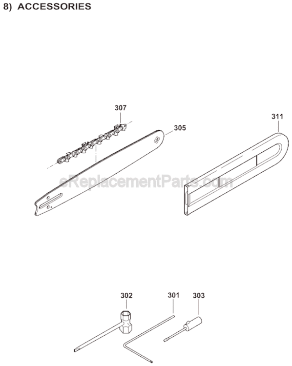 Page H Diagram and Parts List for DCS6401-20  Makita Chainsaw