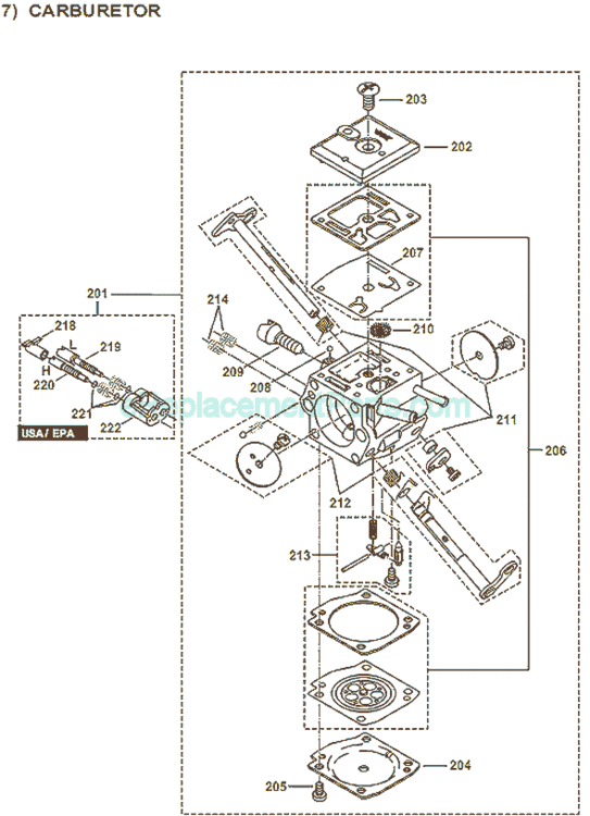 Page G Diagram and Parts List for DCS6401  Makita Chainsaw