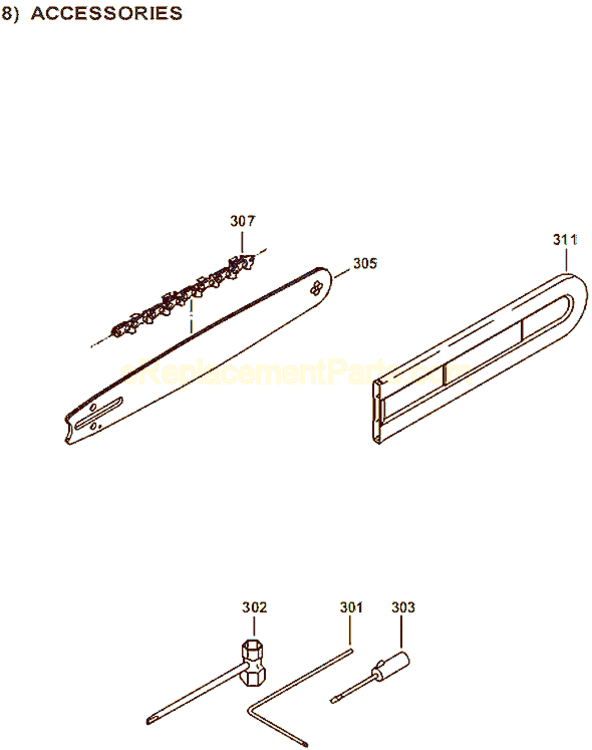 Page H Diagram and Parts List for DCS6401  Makita Chainsaw