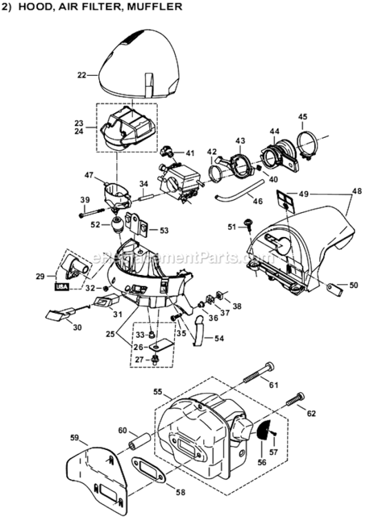Page C Diagram and Parts List for DCS7301  Makita Chainsaw
