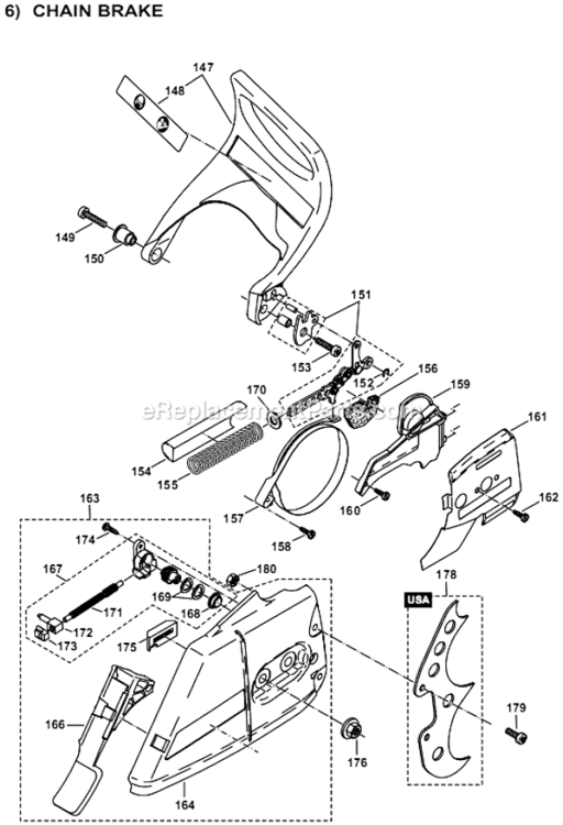 Page G Diagram and Parts List for DCS7301  Makita Chainsaw