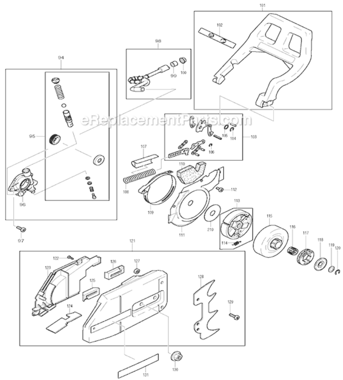 Page D Diagram and Parts List for DCS9010  Makita Chainsaw