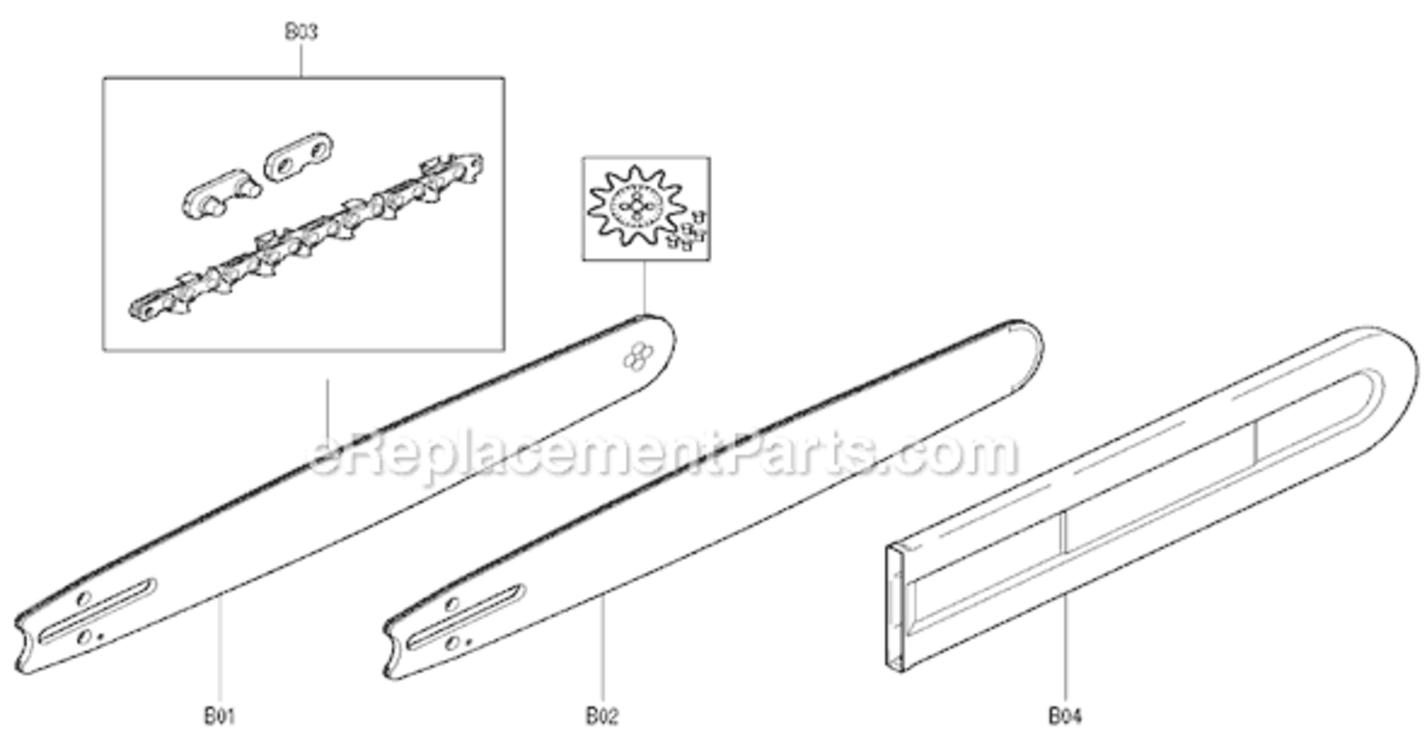 Page H Diagram and Parts List for DCS9010  Makita Chainsaw