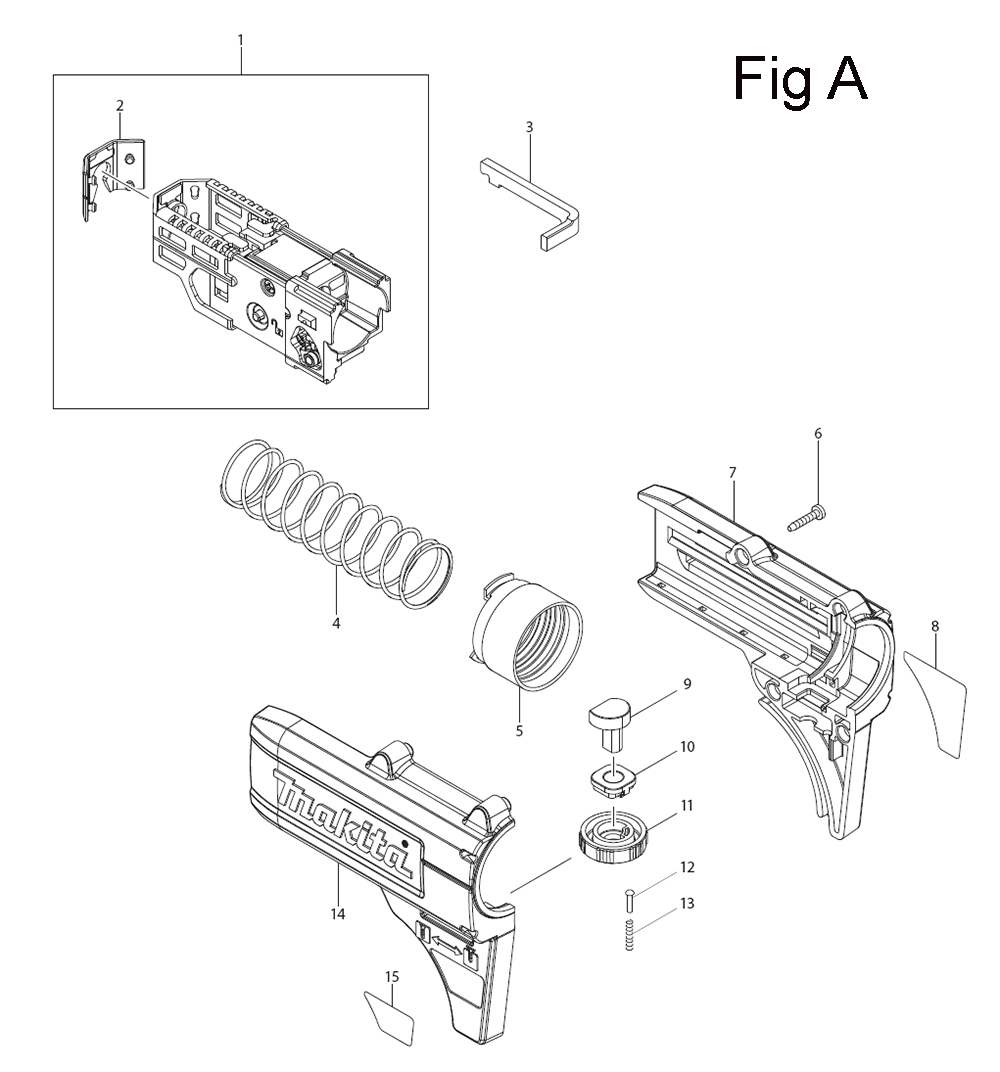 Fig-1 Diagram and Parts List for XSF03TX2  Makita Screwdriver