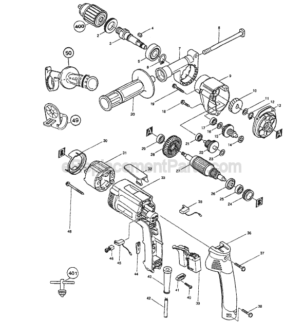 Page A Diagram and Parts List for DP4000  Makita Electric Drill