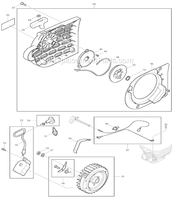 Page D Diagram and Parts List for DPC6201  Makita Concrete Saw