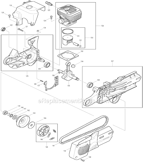 Page E Diagram and Parts List for DPC6201  Makita Concrete Saw