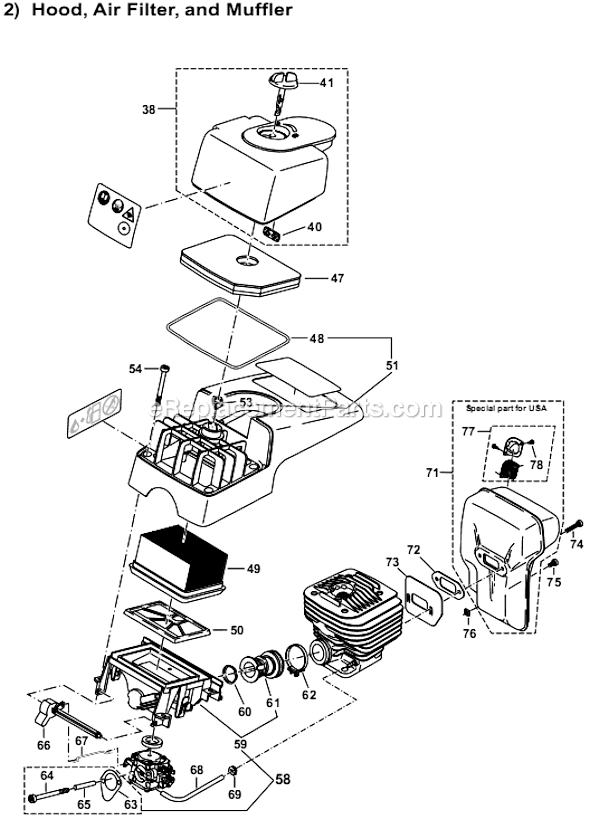 Page B Diagram and Parts List for DPC6401  Makita Concrete Saw