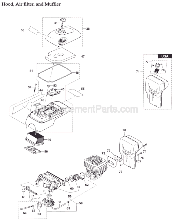 Page B Diagram and Parts List for DPC6411  Makita Concrete Saw