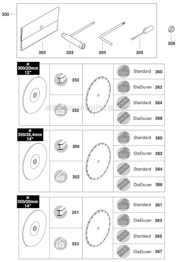 Page G Diagram and Parts List for DPC7300  Makita Concrete Saw