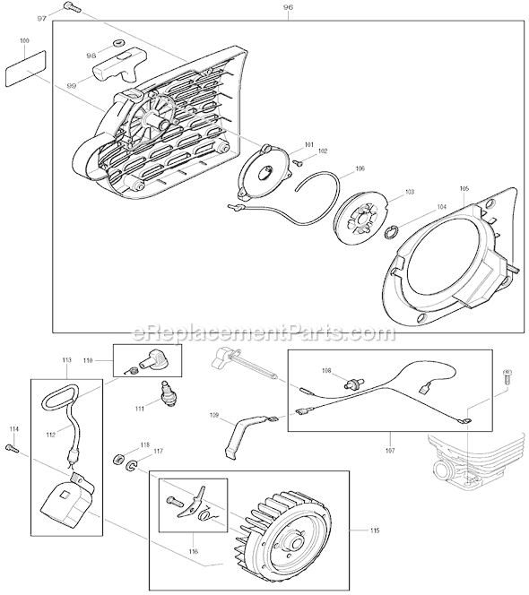 Page D Diagram and Parts List for DPC7301  Makita Concrete Saw