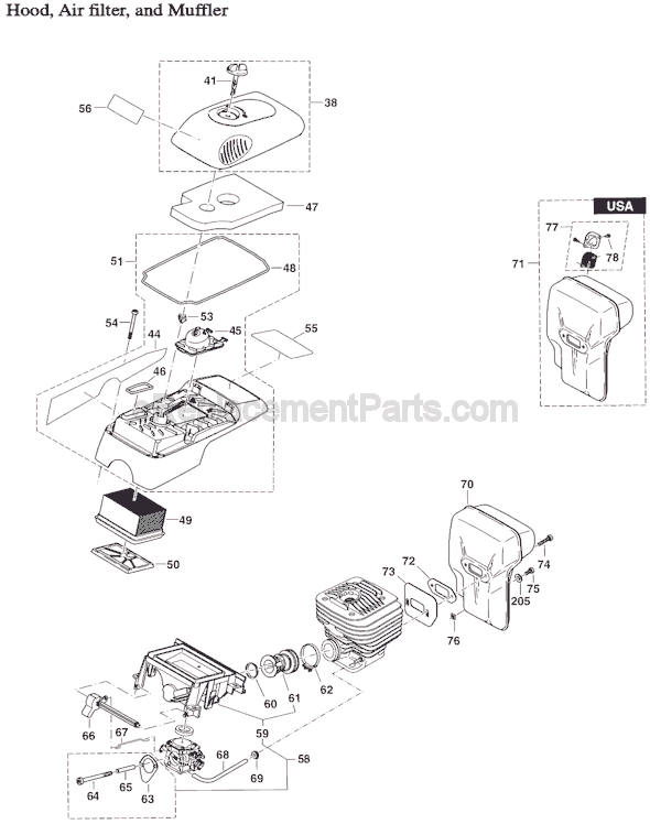 Page B Diagram and Parts List for DPC7310  Makita Concrete Saw