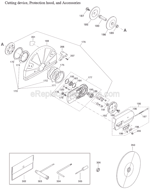 Page E Diagram and Parts List for DPC7310  Makita Concrete Saw