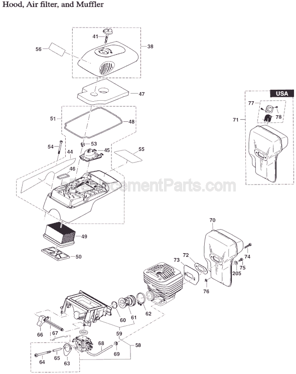 Page B Diagram and Parts List for DPC7311  Makita Concrete Saw