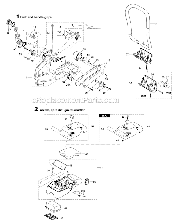Page A Diagram and Parts List for DPC7331  Makita Concrete Saw