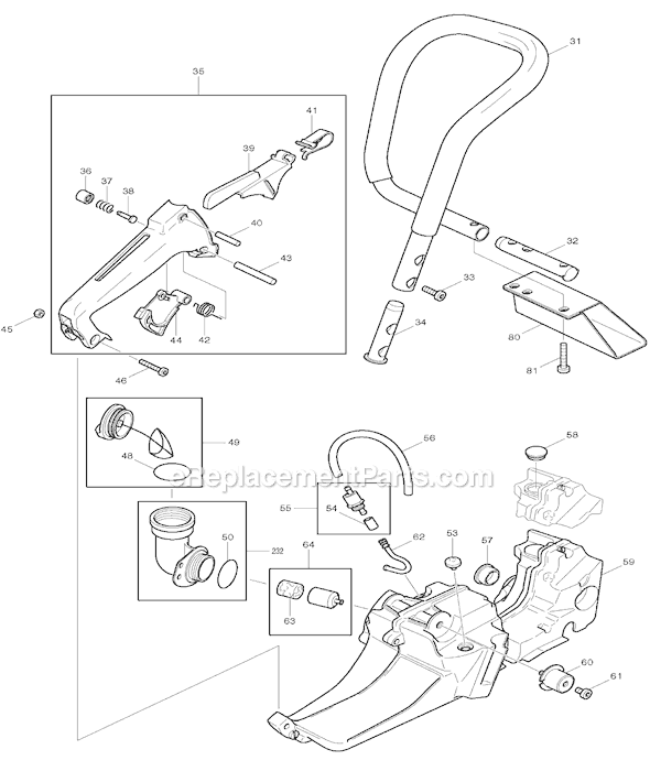 Page B Diagram and Parts List for DPC9501  Makita Concrete Saw