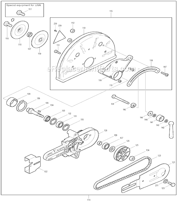 Page G Diagram and Parts List for DPC9501  Makita Concrete Saw