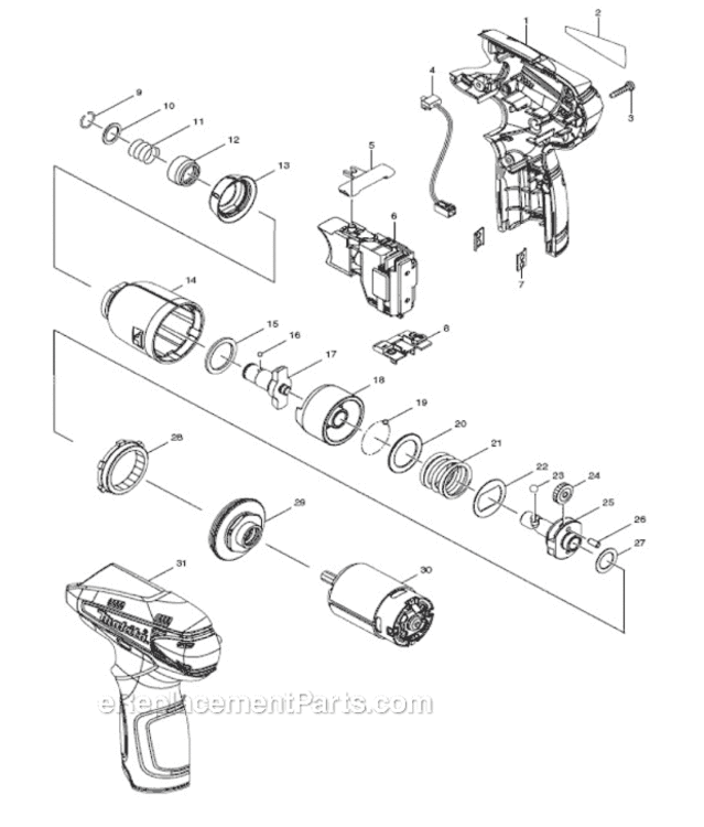 Page A Diagram and Parts List for DT01W  Makita Impact Driver