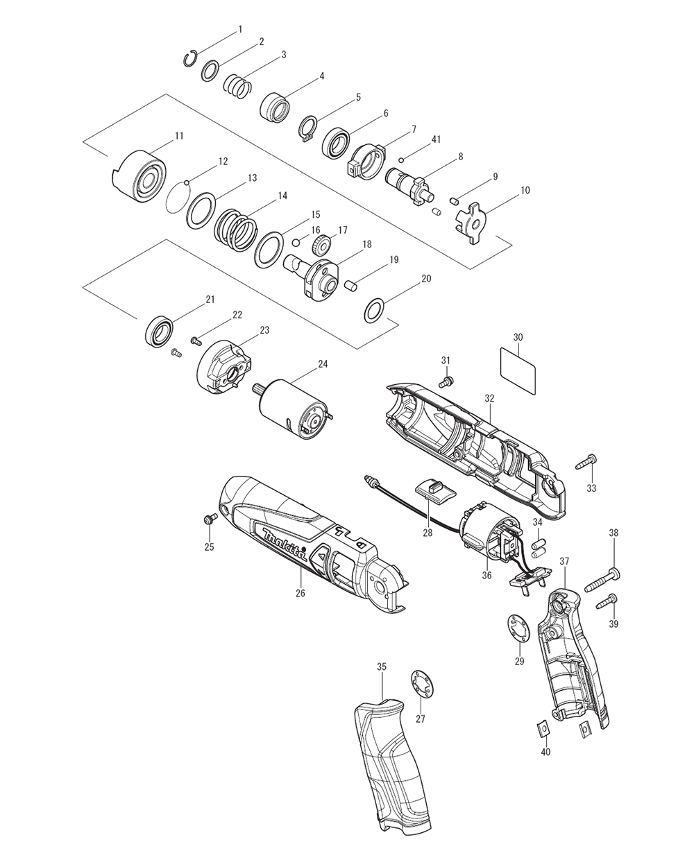 Page 1 Diagram and Parts List for TD021DSE  Makita Drill