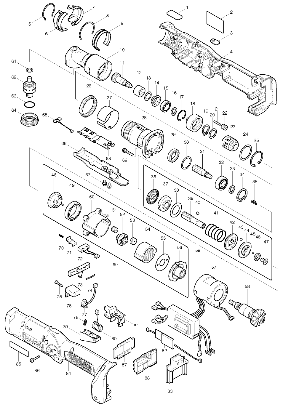 Page 1 Diagram and Parts List for BFL402R  Makita Screwdriver