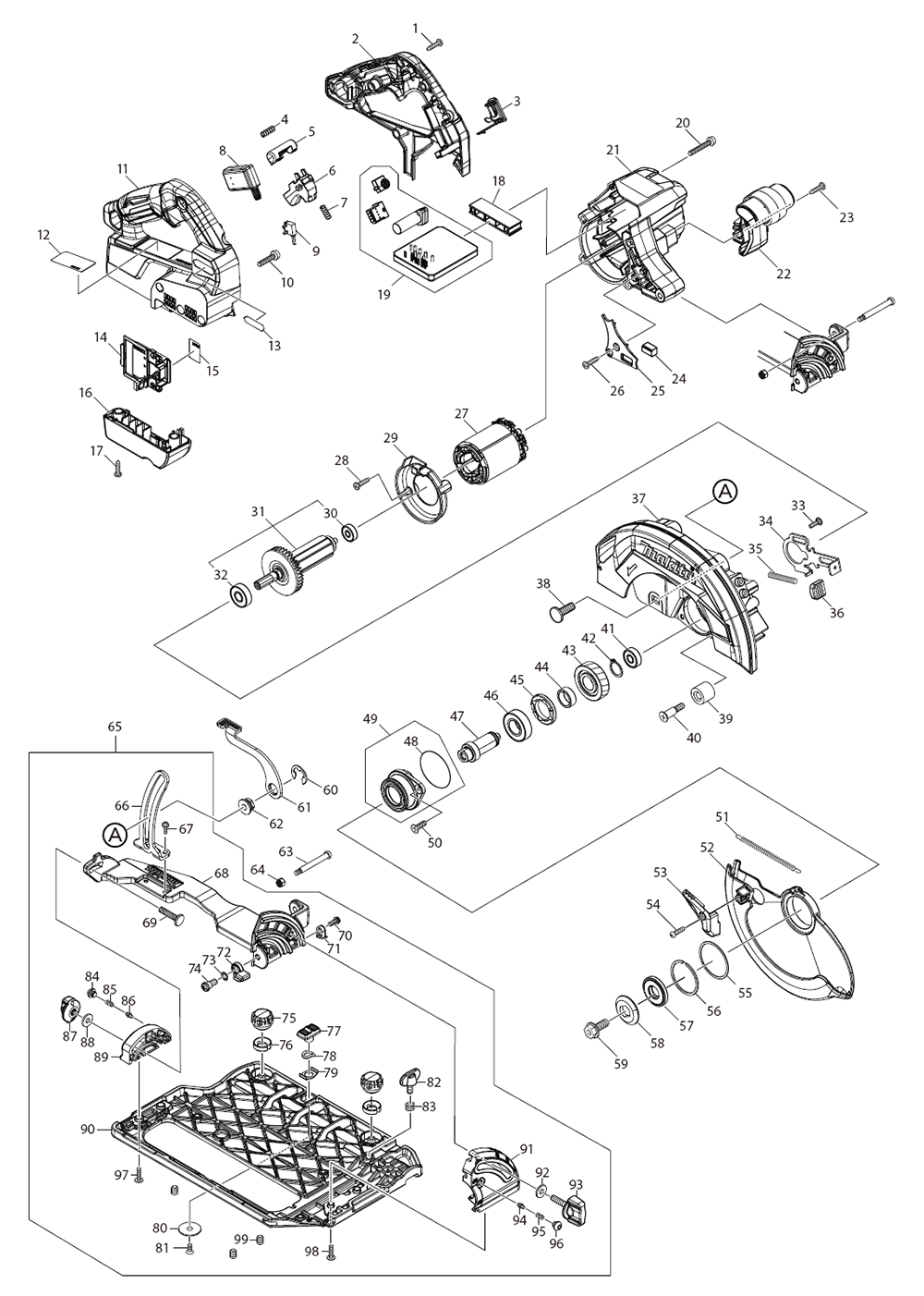 Fig-0 Diagram and Parts List for GSH02Z  Makita Circular Saw